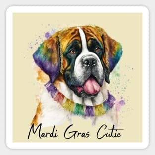 Mardi Gras Cutie Saint Bernard Magnet